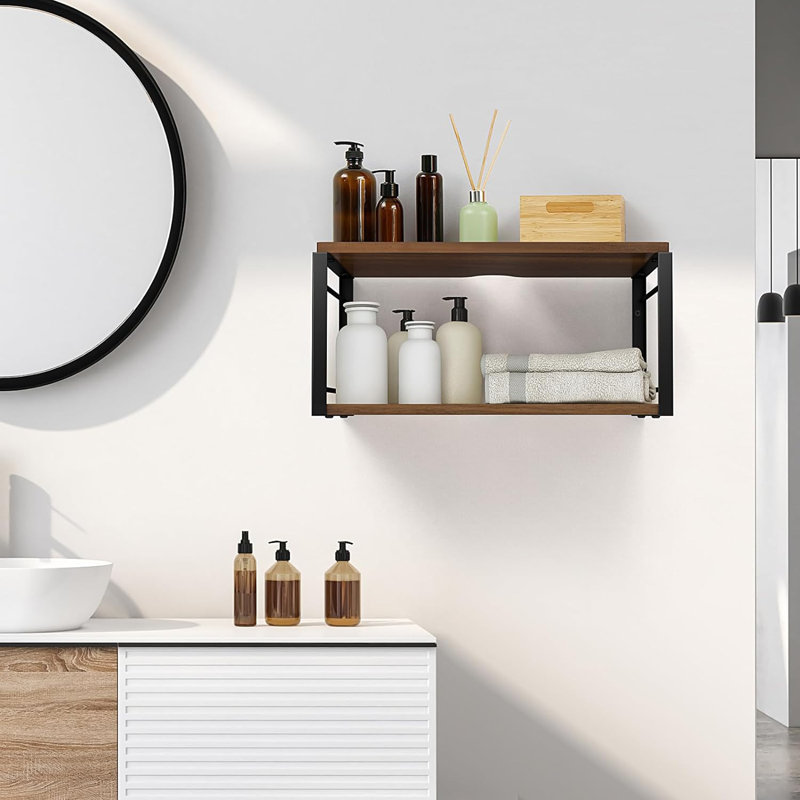 17 Stories Floating Nightstand Wall Shelf Wood Bedside Shelf Wall Mounted Nightstand Set Of 2 Floating Bedside Table For Bedroom Living Room Bathroom Kitchen Office Wayfair